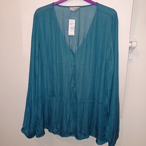 LOFT V neck, long-sleeved blouse, NEW